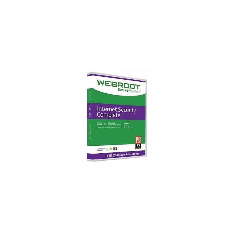 WEBROOT SECUREANYWHERE INTERNET SECURITY COMPLETE 5 DISPOSITIVOS 1 AÑO
